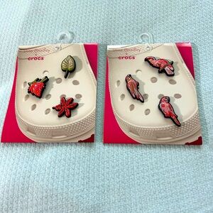 Crocs Jibbitz Charms, Two Sets, Tropical Leaves and Parrots